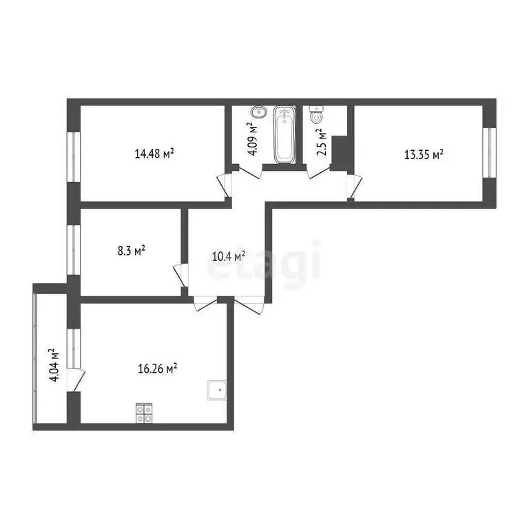 3-комнатная квартира: Тюмень, улица Константина Посьета, 10 (69.6 м) - Фото 0