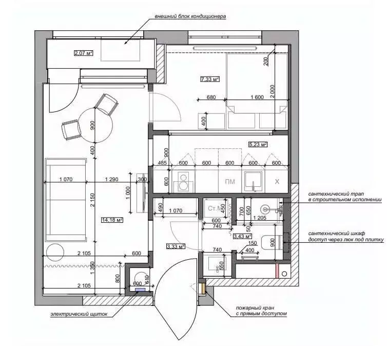 1-к кв. Москва Летная ул., 95Бк2 (35.7 м) - Фото 2