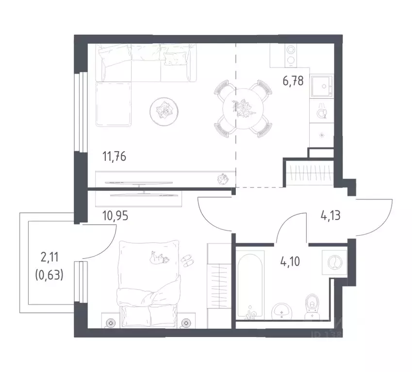 1-к кв. Московская область, Ленинский городской округ, Мисайлово пгт, ... - Фото 1