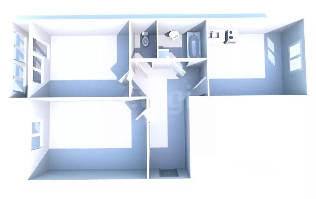 2-к кв. Сахалинская область, Долинск Хабаровская ул., 15б (53.6 м) - Фото 2