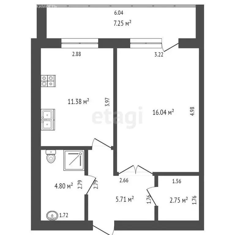 1-комнатная квартира: Абакан, улица Арбан, 18 (41.9 м) - Фото 0