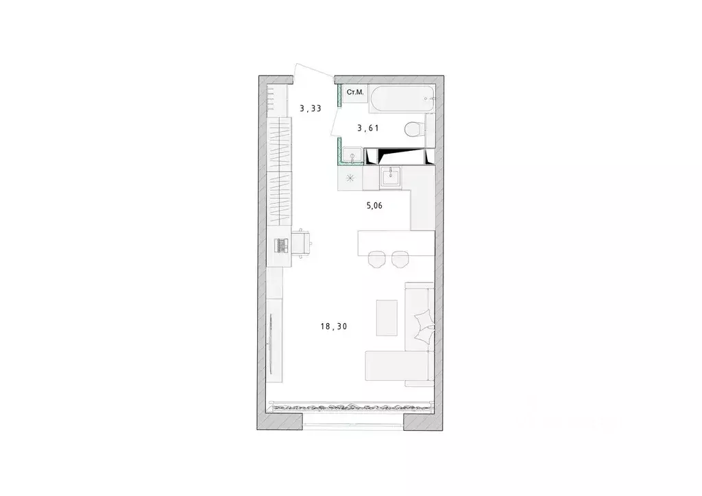 Студия Московская область, Пушкино Ярославское ш., 194 (30.5 м) - Фото 1