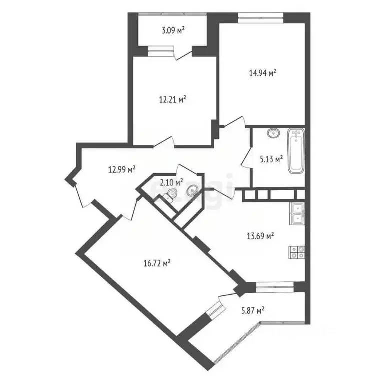 3-к кв. Калужская область, Калуга Московская ул., 311к5 (92.09 м) - Фото 2