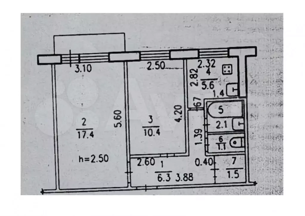 2-к. квартира, 45,4 м, 4/5 эт. - Фото 0