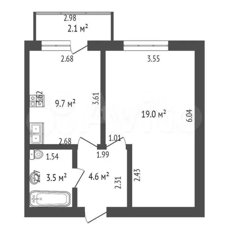 1-к. квартира, 36,8 м, 3/9 эт. - Фото 0