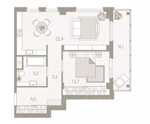 1-к кв. Тульская область, Тула Первомайская ул., 32А (59.5 м) - Фото 2