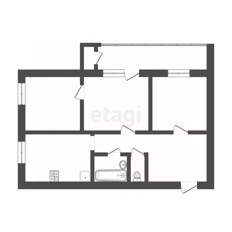 3-к кв. Тюменская область, Тюмень ул. Монтажников, 2 (61.8 м) - Фото 2