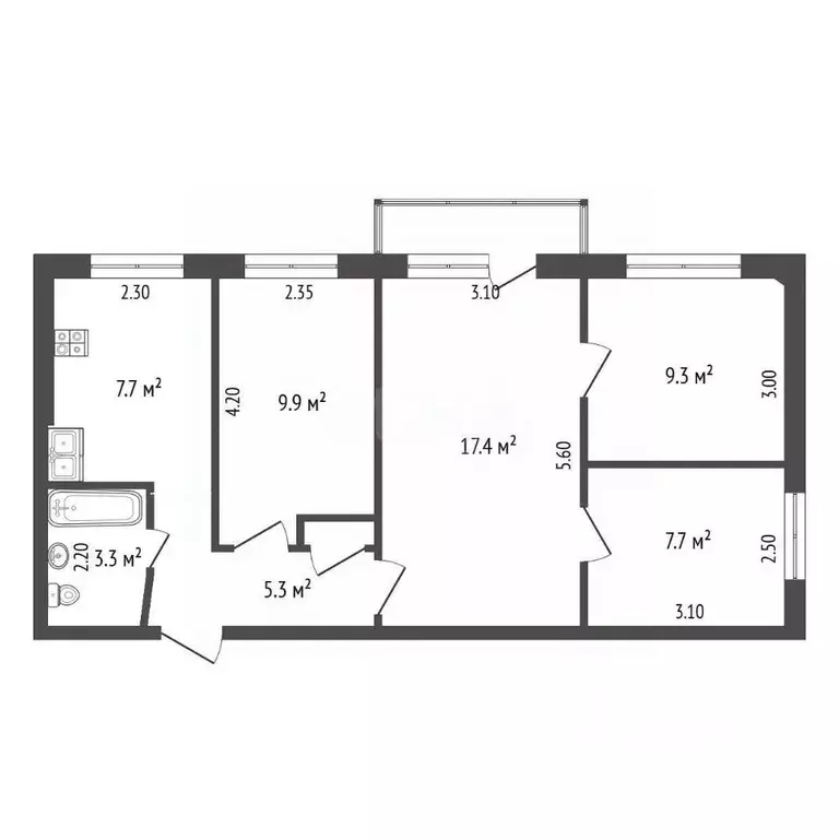 4-к кв. Архангельская область, Новодвинск Первомайская ул., 2 (61.1 м) - Фото 2