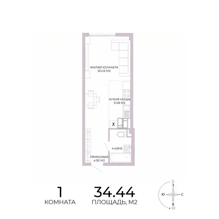 1-к кв. Пензенская область, Пенза Побочинская ул., с18 (34.44 м) - Фото 1