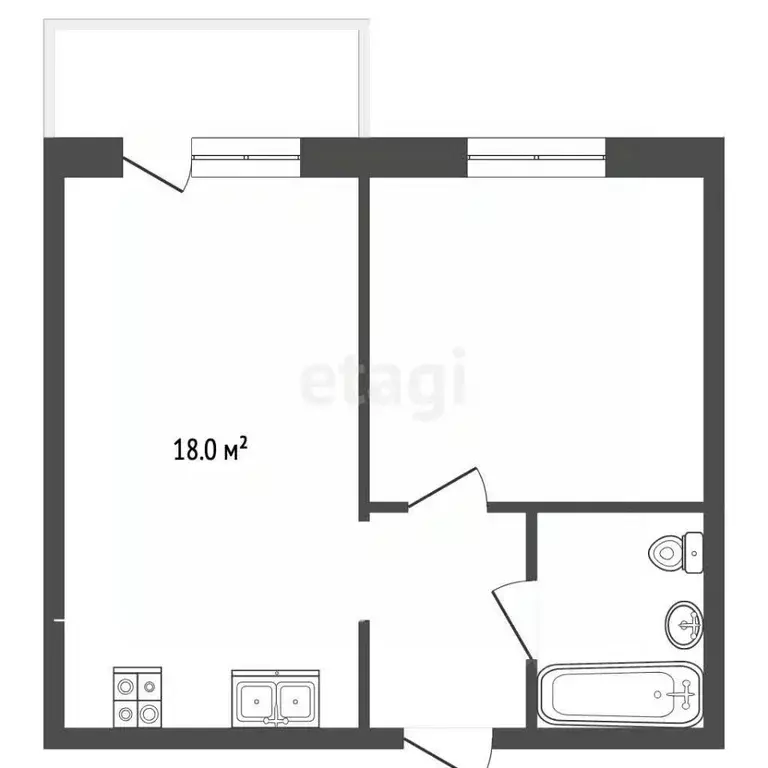 1-к кв. Архангельская область, Архангельск Советская ул., 2 (34.4 м) - Фото 2