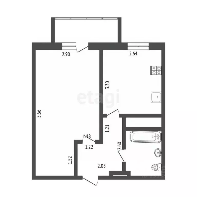 1-к кв. Тюменская область, Тюмень ул. Пермякова, 83 (30.0 м) - Фото 2