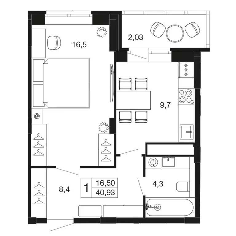 1-комнатная квартира: Апрелевка, жилой комплекс Времена Года, к2 (40.9 ... - Фото 1