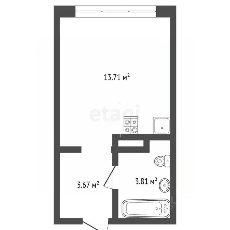 Студия Тюменская область, Тюмень ул. Новоселов, 103 (18.3 м) - Фото 2