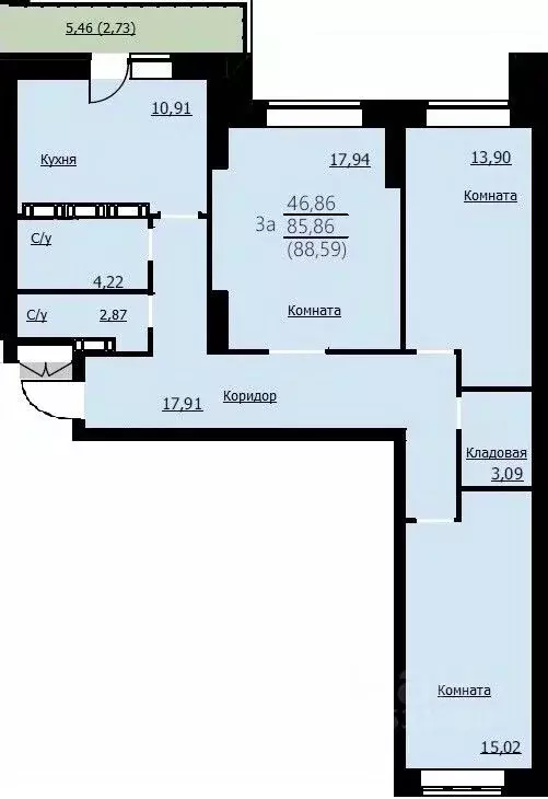 3-к кв. Ярославская область, Ярославль Красноборская ул., 38к2 (88.59 ... - Фото 1