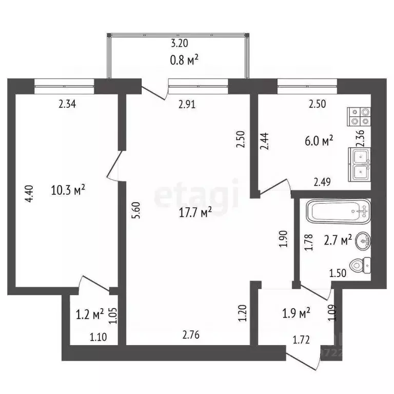 2-к кв. Башкортостан, Стерлитамак ул. Тукаева, 5 (40.0 м) - Фото 1
