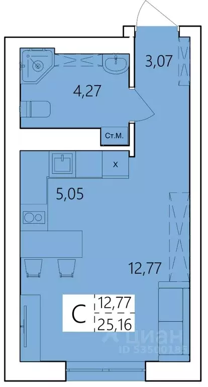 Студия Башкортостан, Уфа ул. Пожарского, 237 (25.16 м) - Фото 1