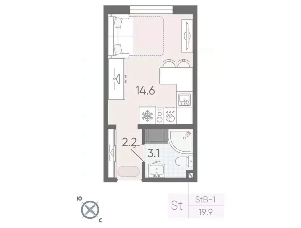 Студия Санкт-Петербург ул. Пейзажная, 23 (19.9 м) - Фото 0