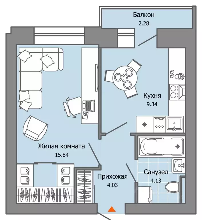 1-к кв. Пермский край, Пермь ул. Дзержинского, 35А (34.0 м) - Фото 2