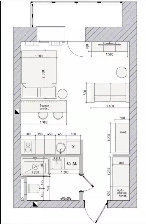 Студия Татарстан, Казань ул. Вишневского, 59Ак3 (29.4 м) - Фото 2