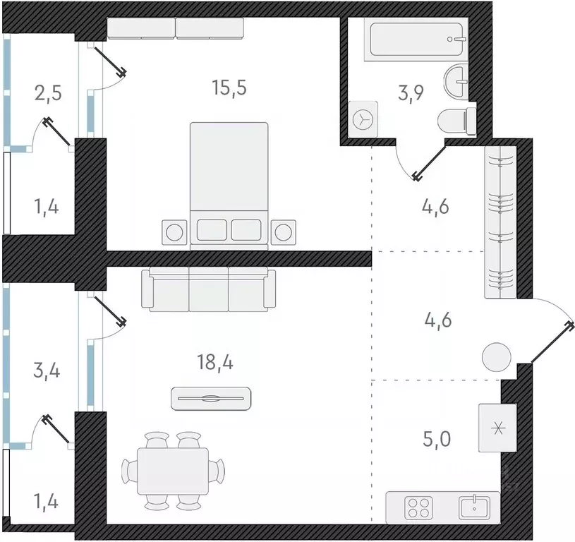 2-к кв. Новосибирская область, Новосибирск ул. Аэропорт, 49 (52.0 м) - Фото 0