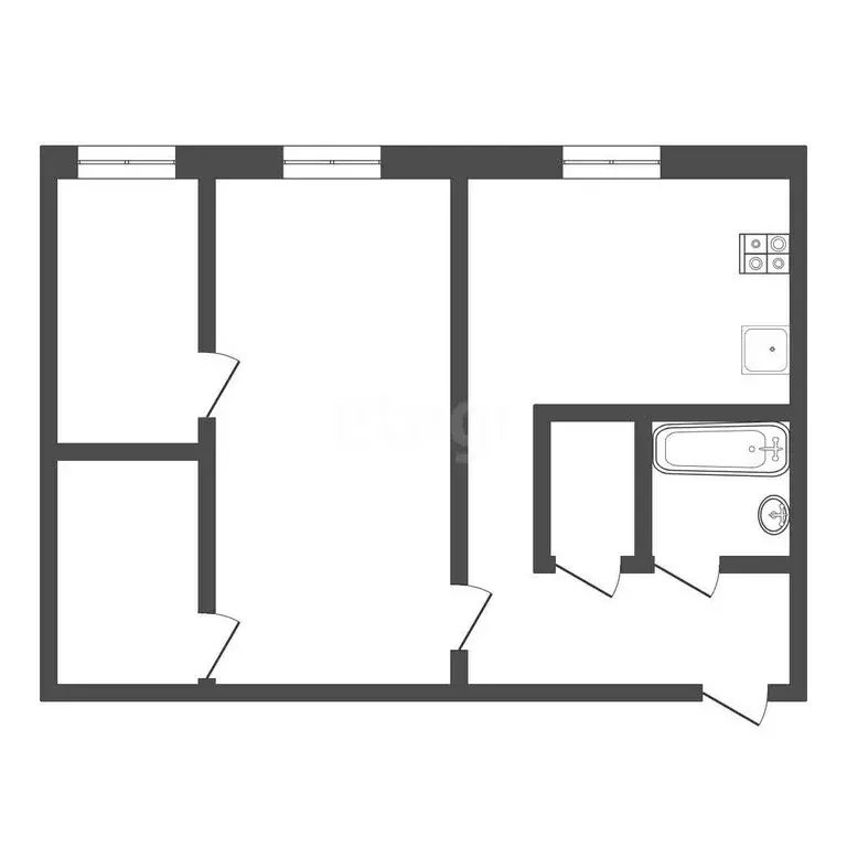 2-комнатная квартира: Донской, Новая улица, 32 (45.3 м) - Фото 1