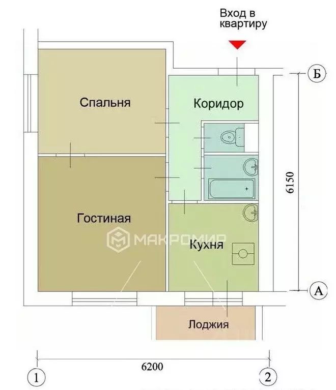2-к кв. Москва Коломенский проезд, 23к2 (36.1 м) - Фото 2