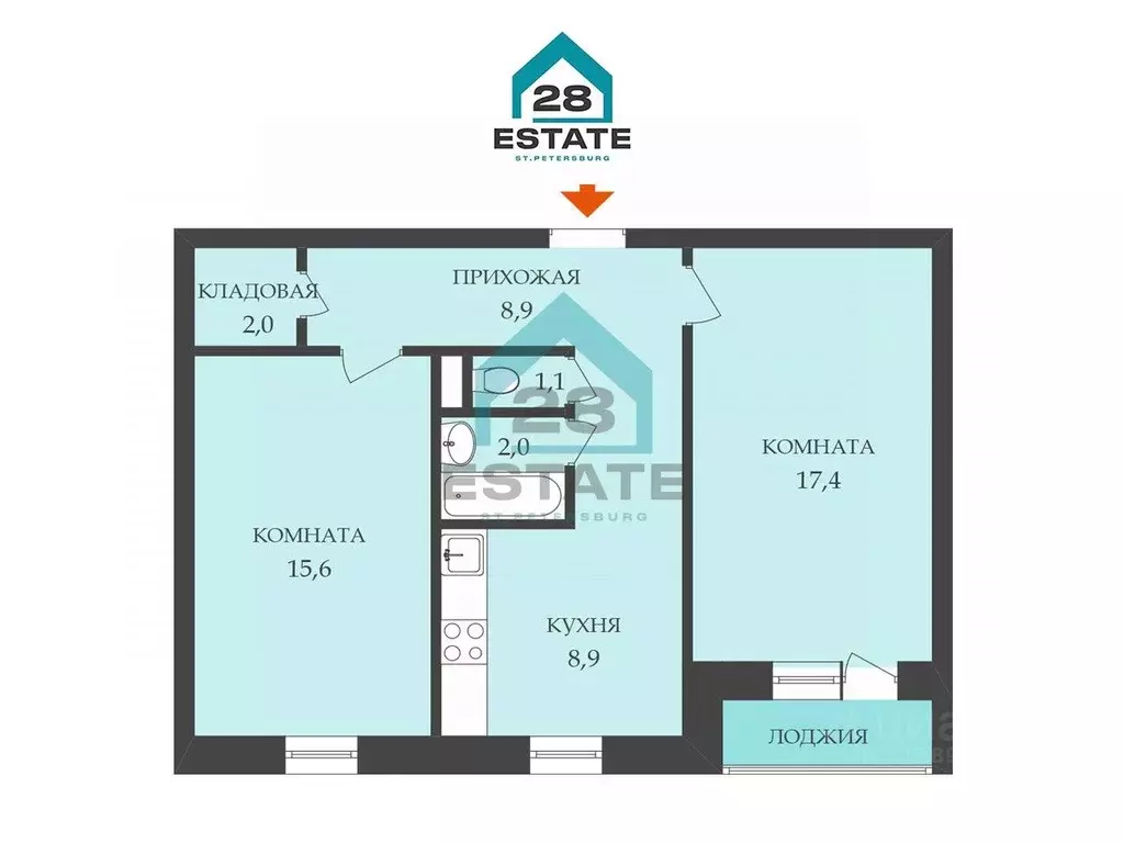 2-к кв. Ленинградская область, Всеволожск ул. Связи, 2 (56.2 м) - Фото 2
