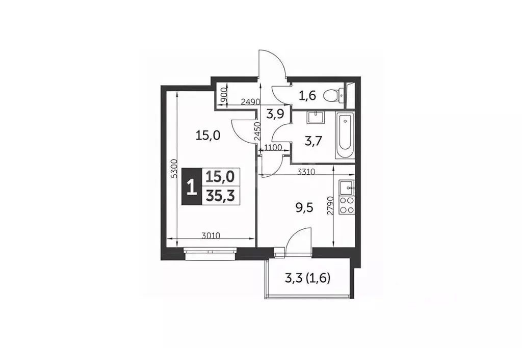 1-к кв. Татарстан, Казань Октябрьская ул., 3а (30.2 м) - Фото 2