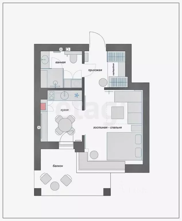 1-к кв. Калининградская область, Светлогорск Ольховая ул., 32к15 (34.2 ... - Фото 2