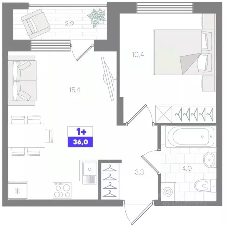 1-к кв. Тюменская область, Тюмень ДОК мкр,  (36.0 м) - Фото 0