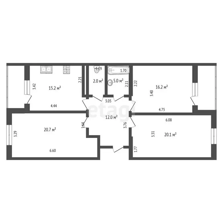 3-комнатная квартира: Новороссийск, улица Куникова, 55к2 (87.2 м) - Фото 0