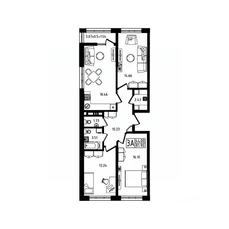 3-к кв. Адыгея, Майкоп ул. К.А. Васильева, 1к4 (81.88 м) - Фото 2