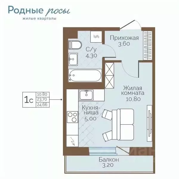 1-к кв. Пермский край, Пермский муниципальный округ, с. Фролы ул. ... - Фото 1