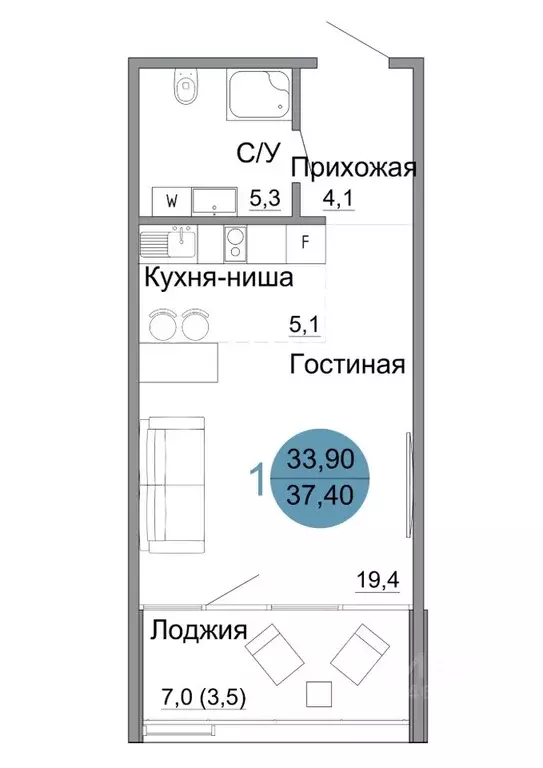 1-к кв. Крым, Керчь Белый город жилой комплекс (37.4 м) - Фото 0