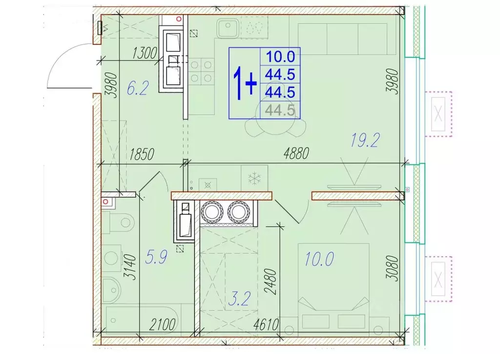 1-к кв. Астраханская область, Астрахань ул. Трофимова, 10 (44.5 м) - Фото 1