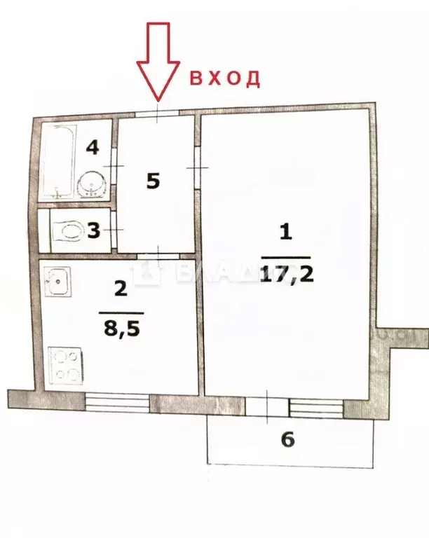 1-к кв. Белгородская область, Белгород ул. Есенина, 16 (33.3 м) - Фото 2