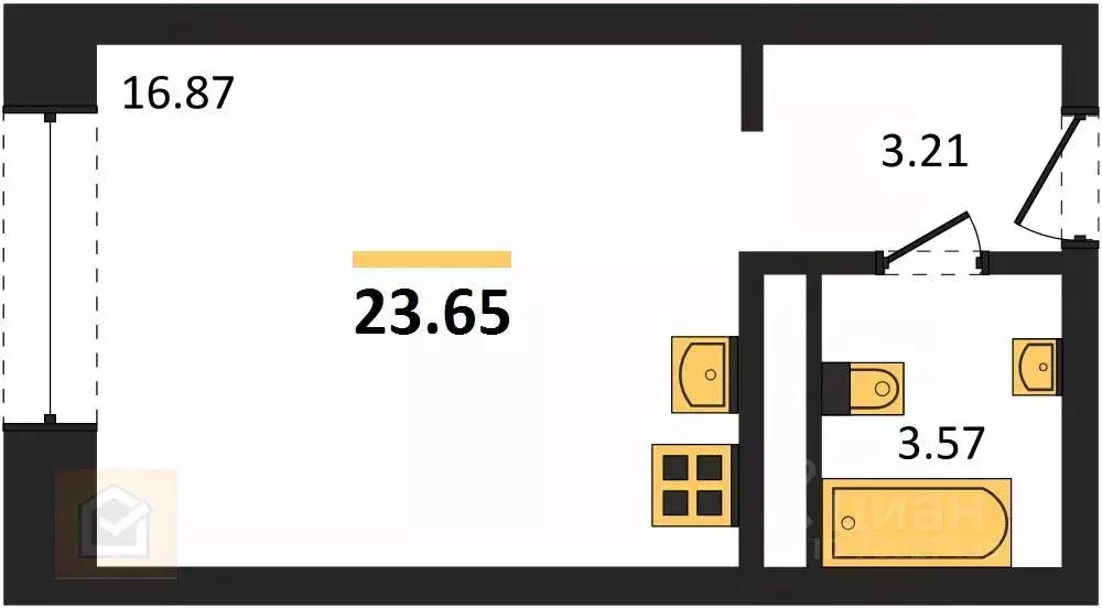 Студия Севастополь ул. Челнокова, 17к1 (23.65 м) - Фото 2