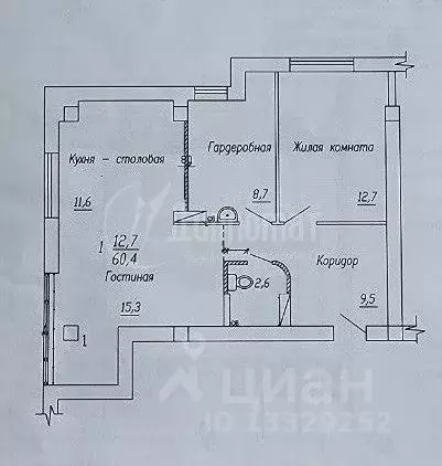 2-к кв. Курганская область, Курган ул. Карельцева, 113 (60.9 м) - Фото 2