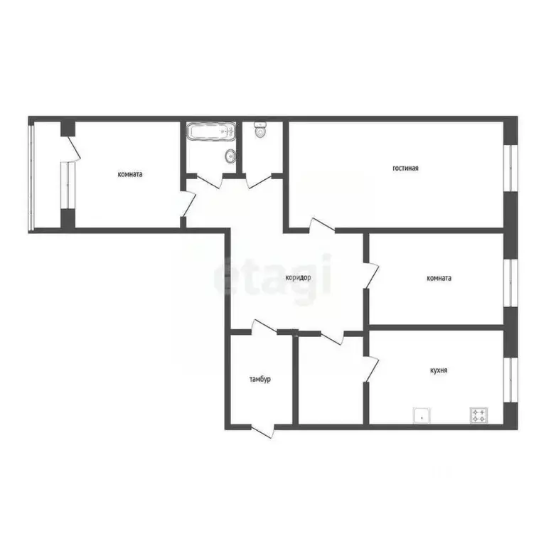 3-к кв. Курганская область, Курган ул. Аргентовского, 46 (62.3 м) - Фото 2