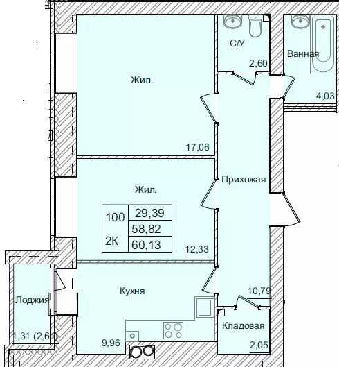 Продаётся 2-к квартира, 60.13 м - Фото 0