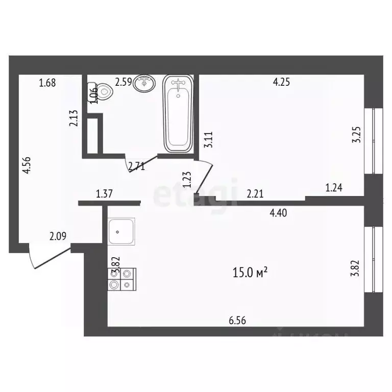 1-к кв. Тюменская область, Тюмень Интернациональная ул., 199к9 (49.0 ... - Фото 2