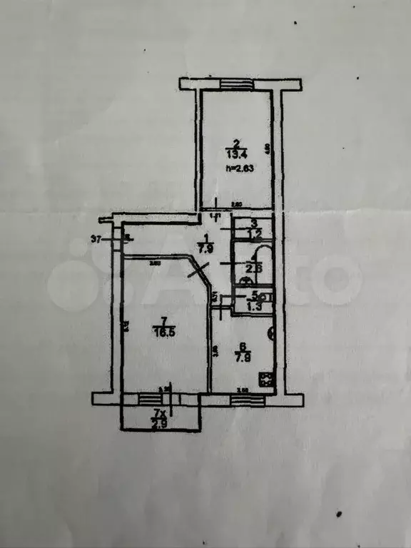 2-к. квартира, 50,8 м, 4/5 эт. - Фото 0