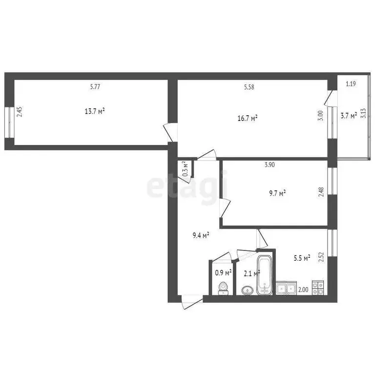 3-комнатная квартира: Севастополь, проспект Победы, 18 (62 м) - Фото 0