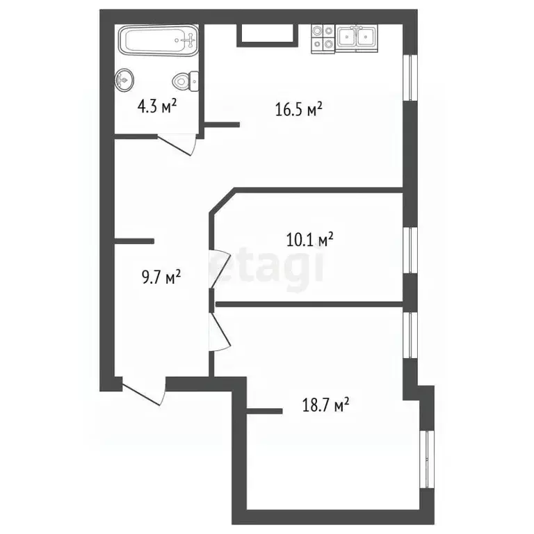 2-к кв. Санкт-Петербург 5-я Красноармейская ул., 6 (57.4 м) - Фото 2