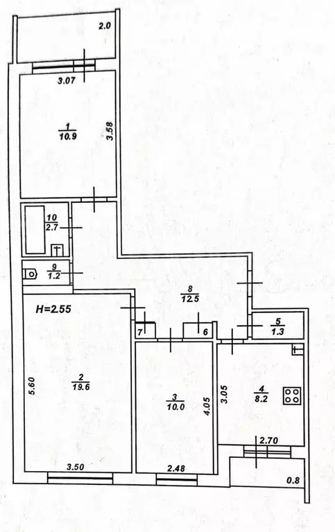 3-к. квартира, 69,8 м, 8/9 эт. - Фото 0