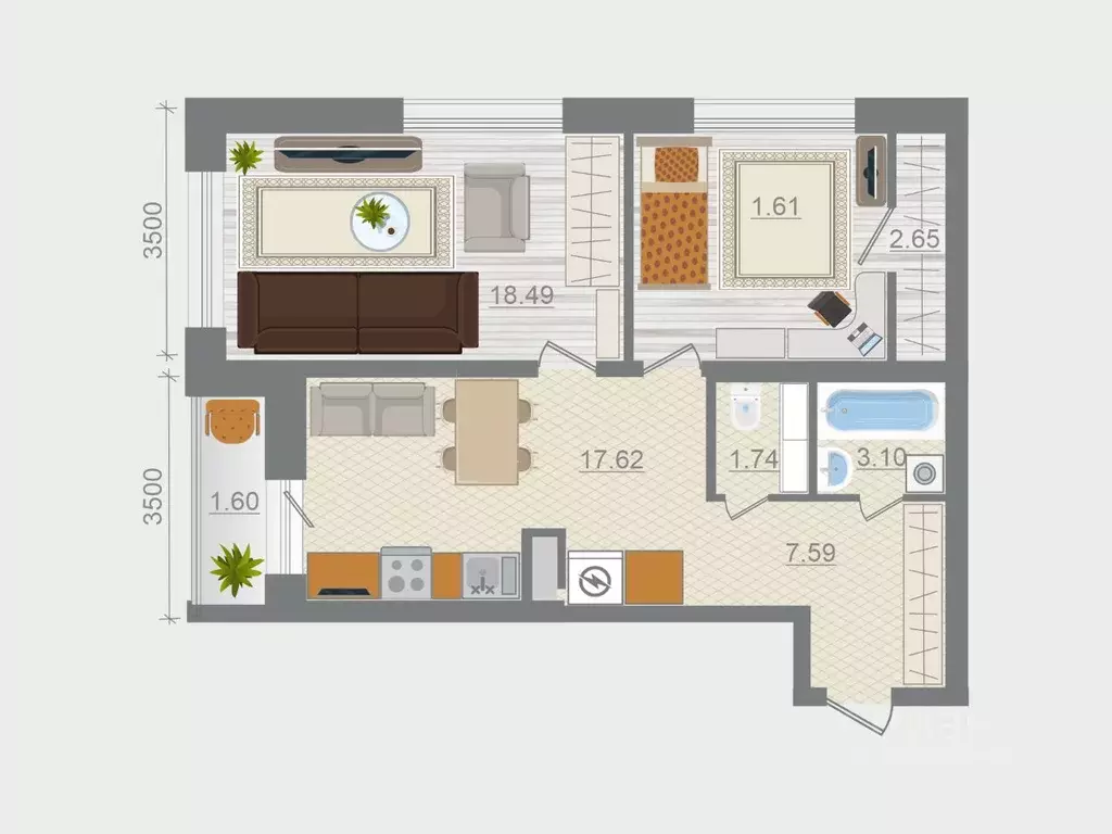 2-к кв. Ленинградская область, Ломоносовский район, Горбунковское ... - Фото 1