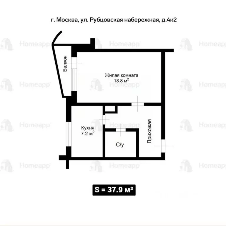 1-к кв. Москва Рубцовская наб., 4К2 (37.9 м) - Фото 2