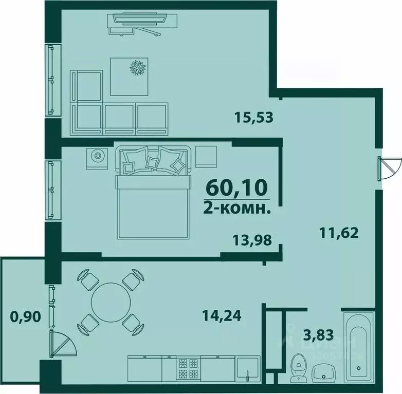 2-к кв. ульяновская область, ульяновск 19-й мкр, аквамарин-2 жилой . - Фото 0