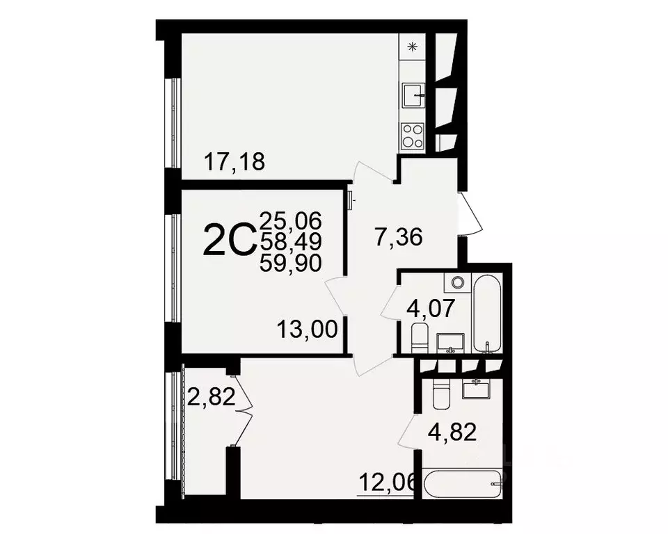 2-к кв. Тульская область, Тула пос. Горелки, Время жилой комплекс ... - Фото 1