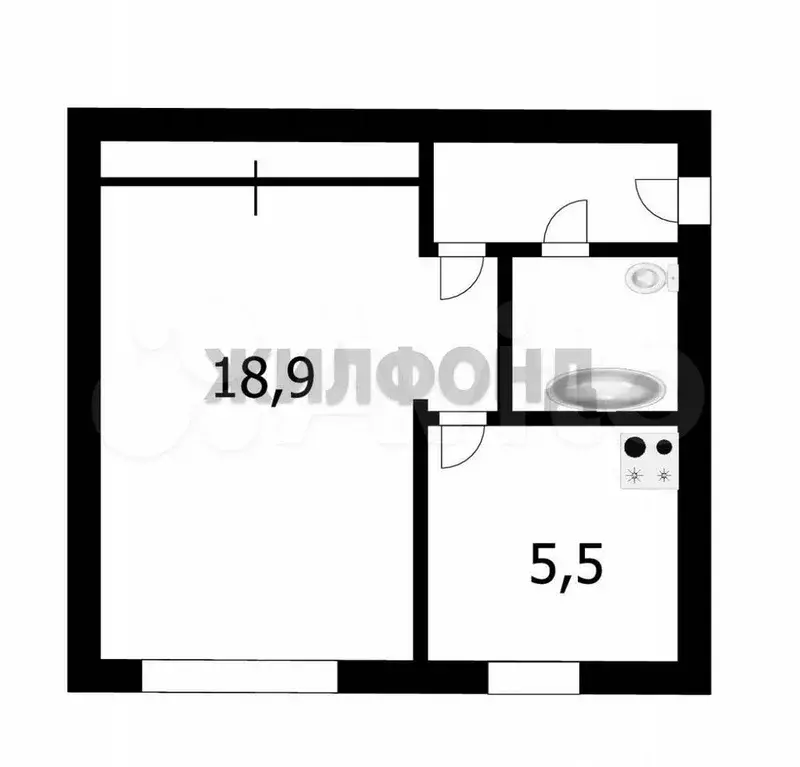 1-к. квартира, 30,5 м, 5/5 эт. - Фото 0